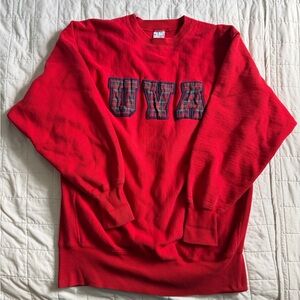 Champion Women’s Red Crewneck Sweatshirt with Plaid 'UVA'